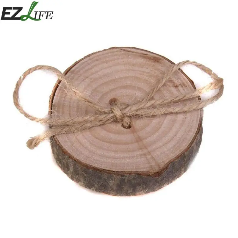 

1 Pcs Wedding Wooden Ring Pillow Bearer Jute Rope Round Rustic Wooden Style Wedding Supplies Natural Wooden Ring Box