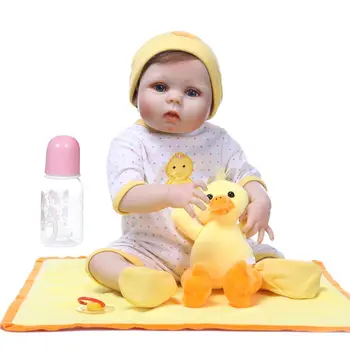 

22'' Reborn Doll Realistic Soft Full Silicone Newborn Babies Toy Girl Princess Clothes Duck Pacifier Lifelike Handmade Gifts