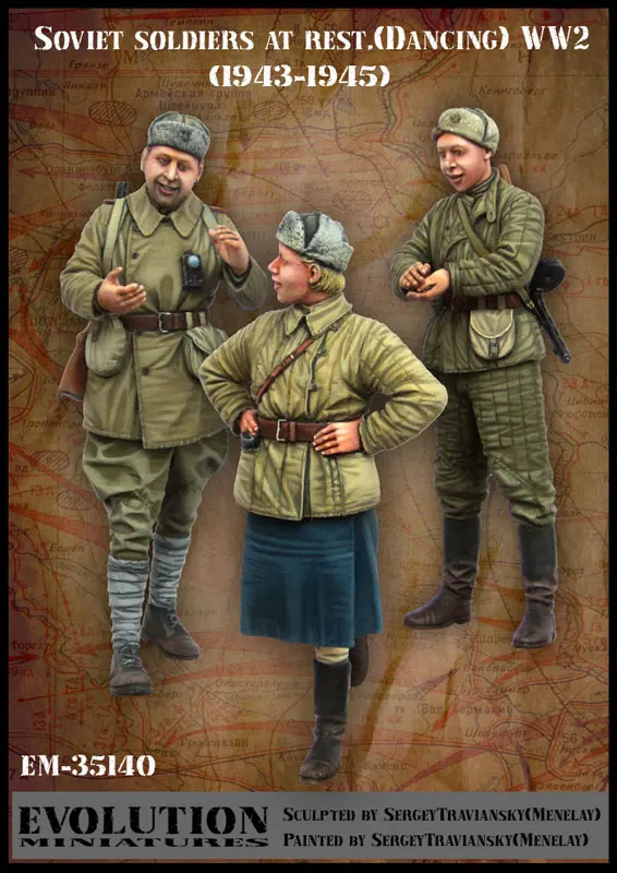 1/35 Soviet soldiers at rest (1943 - 1945) Resin Model Soldier GK World War II military theme Unassembled and unpainted kit | Игрушки и