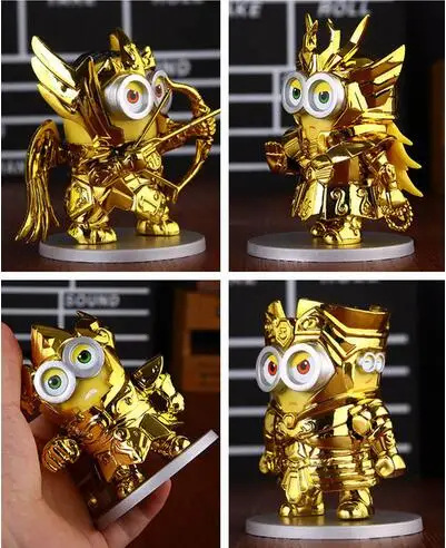 

New Arrival 4pcs/set Animation Movie Despicable Me  Cosplay Saint Seiya Gemini Leo Sagittarius Virgo 10cm Action Figure