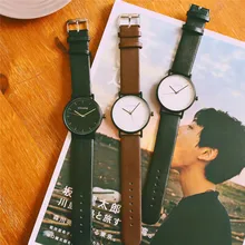 Nouveau Ulzzang Marque Simple Vintage En Cuir Noir Brun Quartz Montres Montre-Bracelet pour Hommes Femmes Étudiants OP001