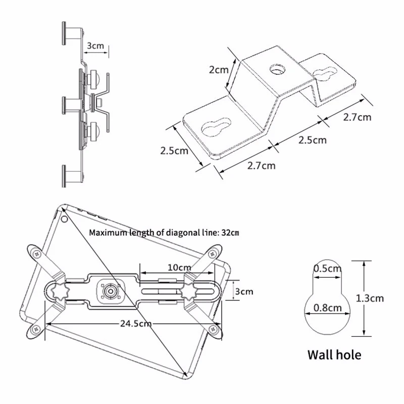  For Ipad Wall Mount Tablet Holder Universal 7.9-12 inch Support Tablet Stand For Ipad Samsung Xiaom