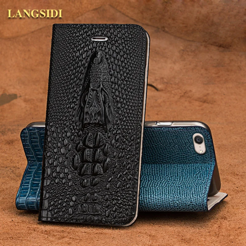 

wangcangli brand phone case crocodile head clamshell leather phone case for OPPO R9s phone shell all handmade custom processing