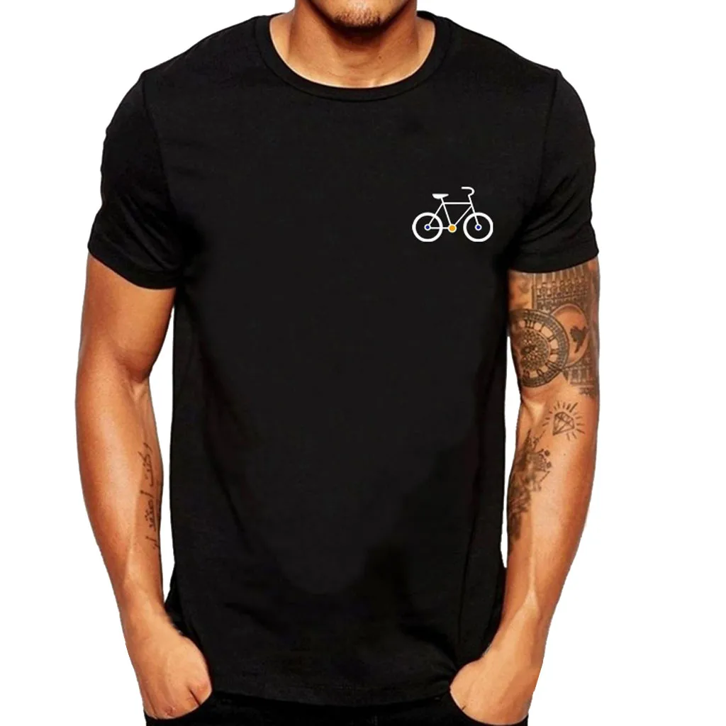 Летние топы с коротким рукавом футболки мужские новые Мультяшные велосипедные узоры Футболка Топ Повседневная с круглым вырезом футболка для мужчин Базовая футболка