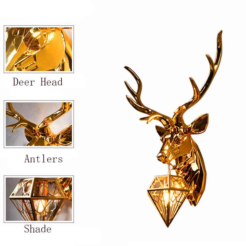 

Nordic Antler LED Wall Lights Resin Wall Lamps Deer Lamps Bedroom Buckhorn Kitchen Hanging Lamp Home Decor Soconces Wall Sconce