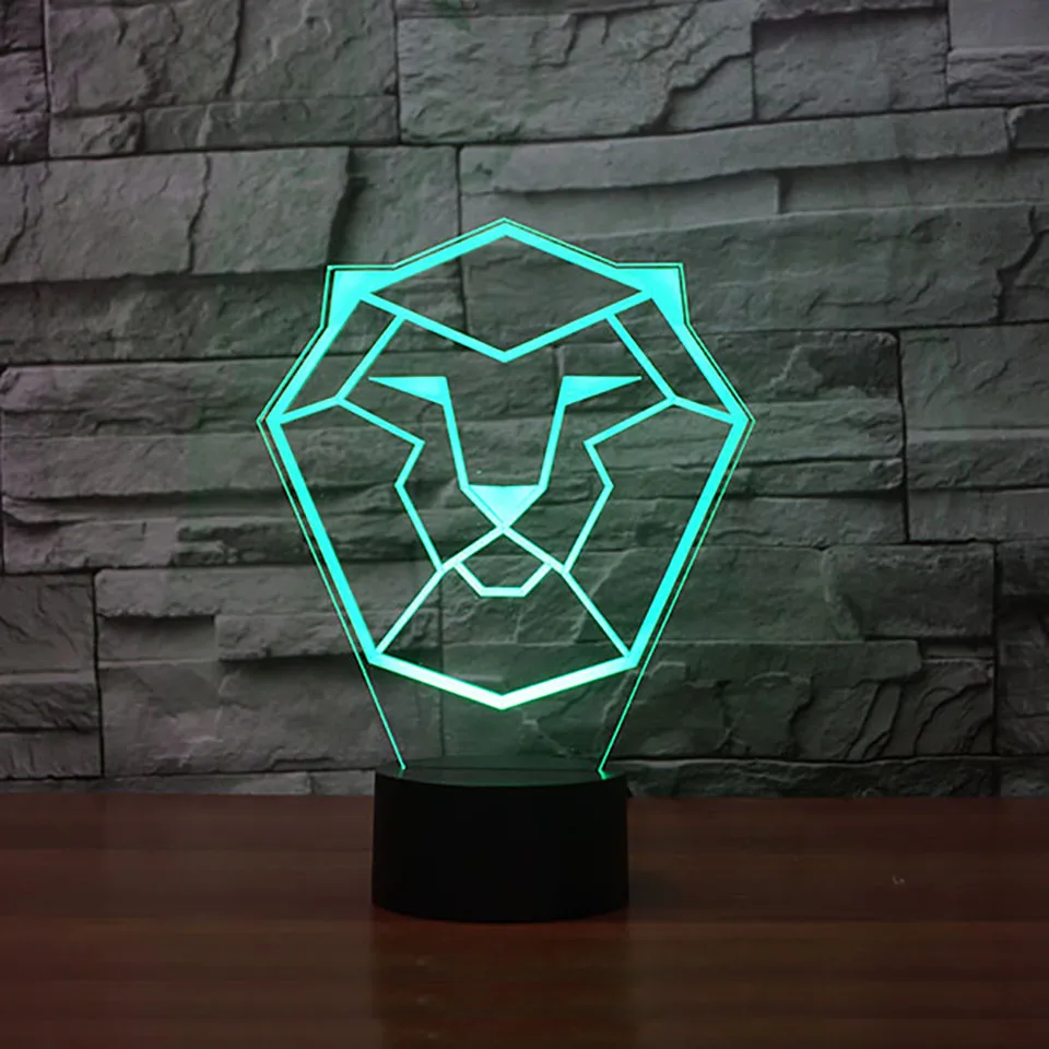 

3D Creative Touch Switch Night Light Visual 7 Colors Change Lion-totem Modelling Table Lamp Led Novelty Home Decor Light Fixture