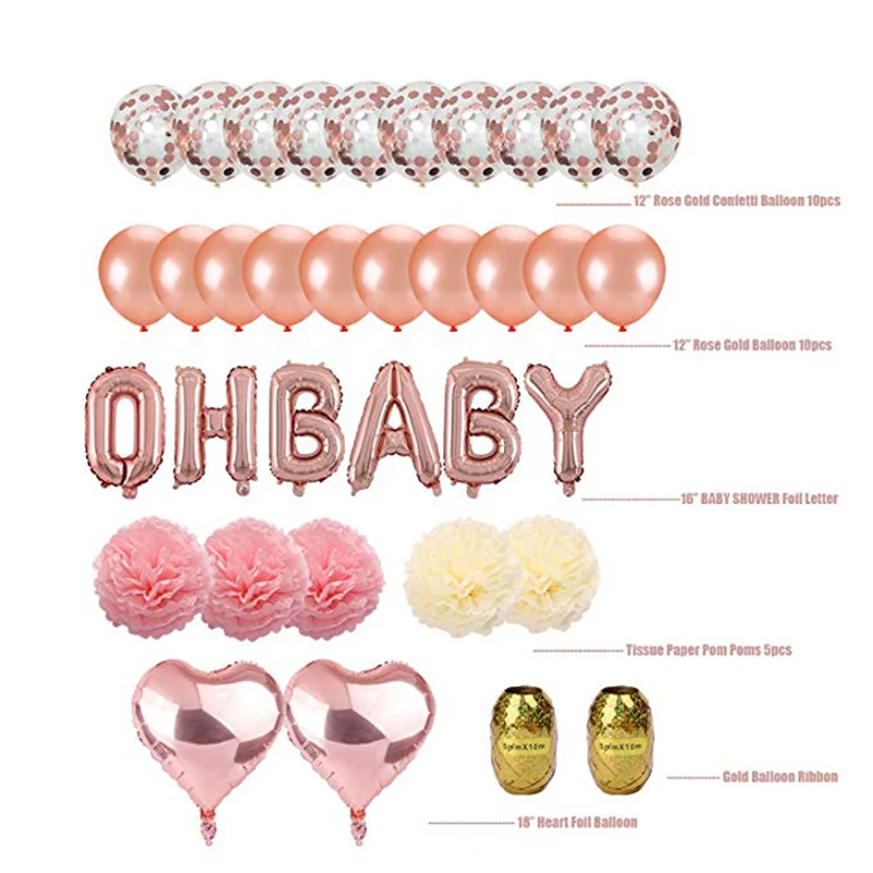 Шар цвета розового золота набор oh baby girl shower pull flower decoration розовые бумажные