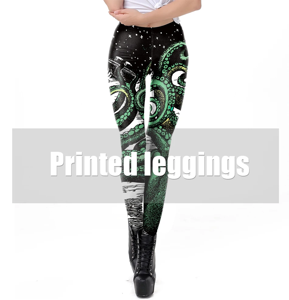 FCCEXIO New Green Octopus Leggings Women Workout Fitness Legging Colorful Octopus Claw Print Leggins Plus Size Workout Leggings maternity leggings