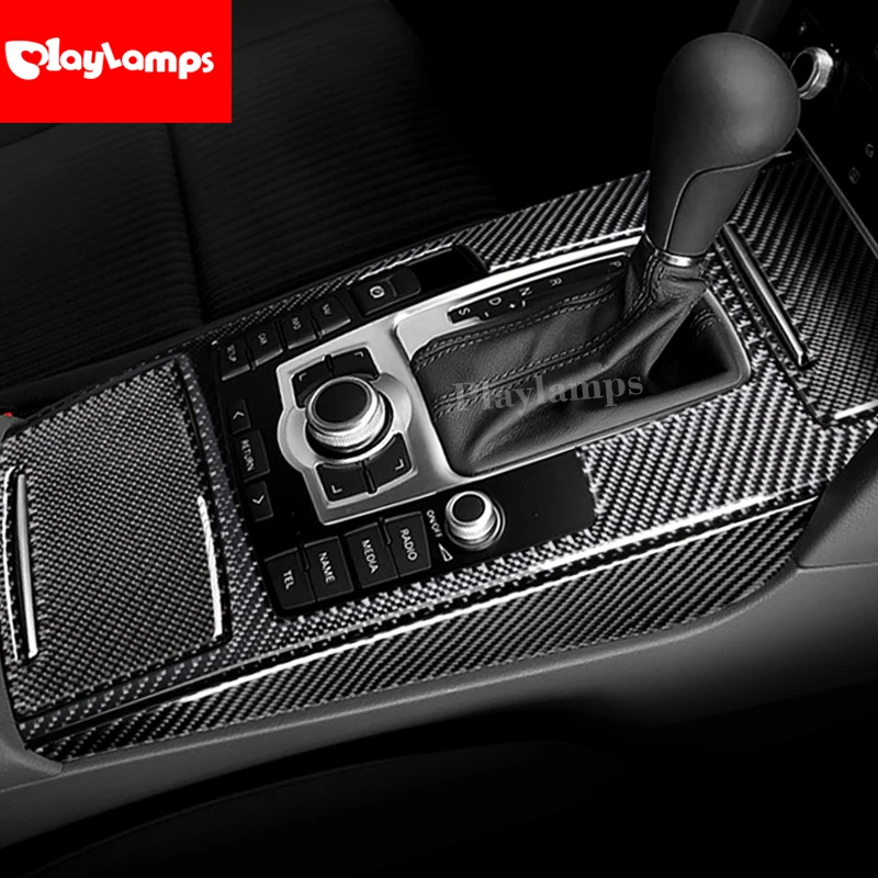 

Car Styling Carbon Fiber Central Control Gear Shift Panel Stickers Decals For Audi A6 c5 c6 Car Interior Accessories Moulding