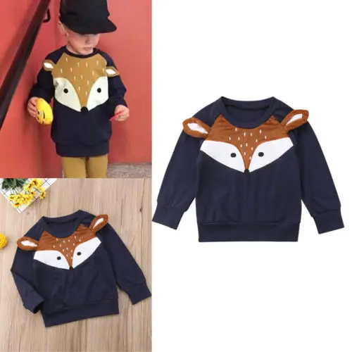 

New Autumn Winter Toddler Fox Hoodies Newborn Kid Baby Girl Boy Fox Sweatershirt Long Sleeve Loose Shirt Children Casual Clothes
