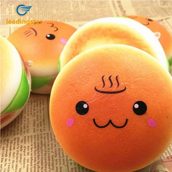 

RCtown Soft Hamburger Cute Slow Rising Fragrant Bread Toys with Expression Creative Squeeze PU Pendant Toy