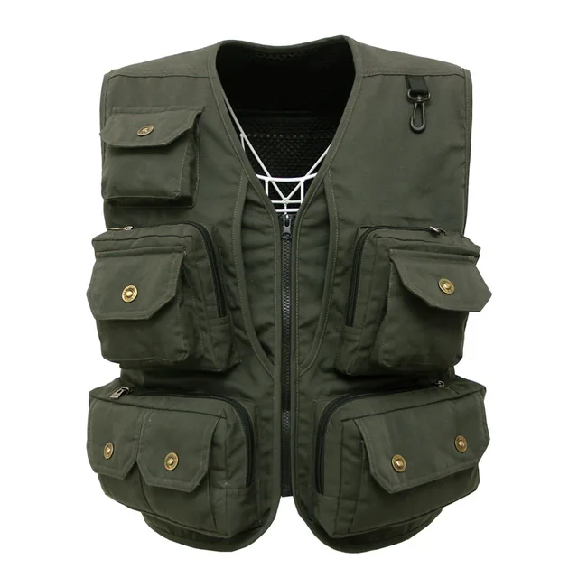 Men's Multi Pocket Canvas Vest for Outdoor Work
