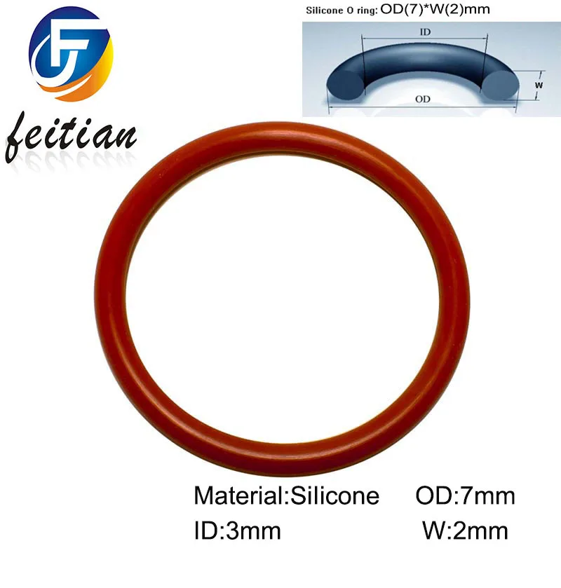 100piece Size 7mm 3mm 2mm Silicone o ring seal dichtung Red Gasket of motorcycle part consumer