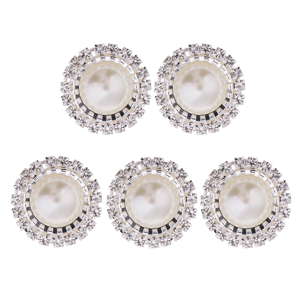 5/10 Pieces Rhinestone Pearl Button Flatback Cabochon Charms Jewelry Making Accessories for Wedding Party Decoration