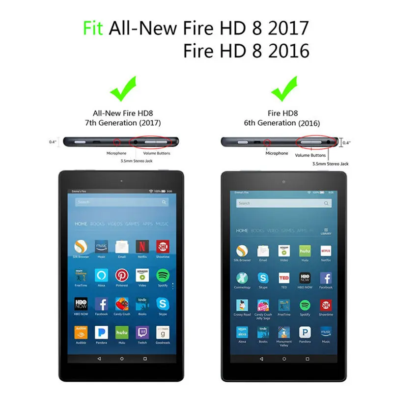 For Amazon Kindle Fire HD8 2017 7th Generation 8 inch Tablet Case Painted PU Leather Funda Cover for Kindle Fire HD8 2016 6th Shell Cases (2)