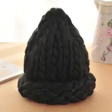 Твердые взрослые повседневные хлопковые Акриловые Новые Модные женские зимние шапки, ручная грубая вязаная шапка для женщин шапочки