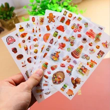 Korea Stationery Stores Gourmet series of children’s stationery sticker 6 Set DIY decorative stickers notebook