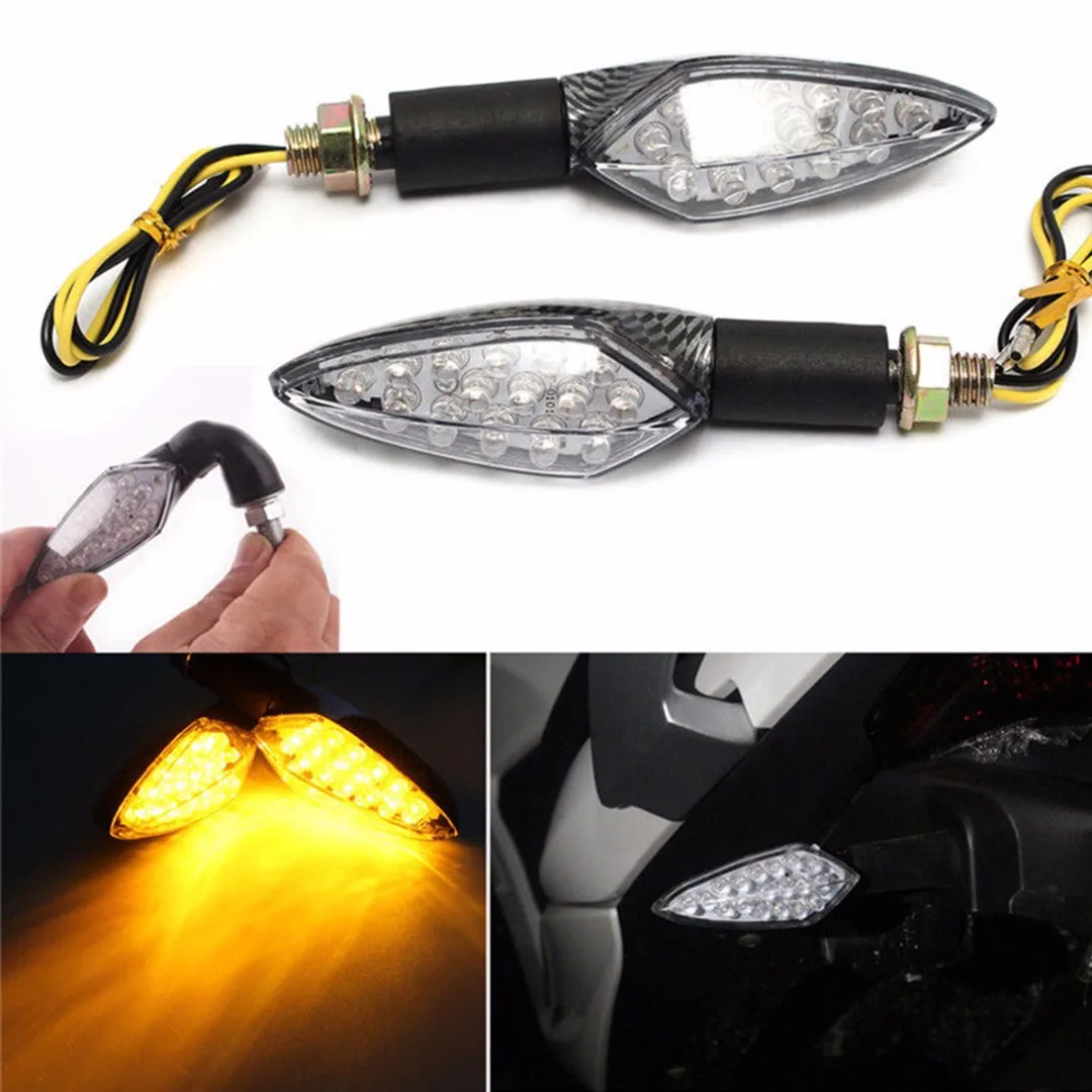 2pcs/set 12V LED Motorcycle Turn Signal Indicator Light Amber For Honda Suzuki
