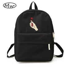 Moon Wood Unisex Backpack Black White Harajuku Embroidery Heart Couple Backpacks School Bags For Teenager Girls