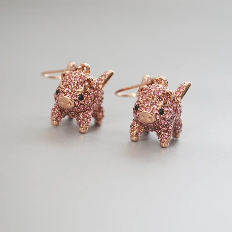 Europe and the US fashion exaggerated pink flying cute piggy temperament Earring Earrings woman