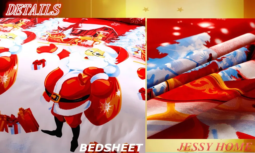 2016 Christmas Merry kids duvet comforter cover twin queen king size 4pc Santa Claus Deer bed set bed linen bedclothes Bedding Set (4)