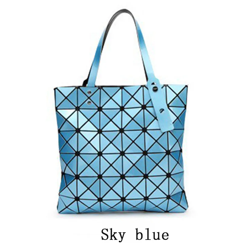 Новая женская Повседневная Сумка-тоут с ромбовидной решеткой для женщин, серебристая, синяя, розовая, искусственная кожа, голограмма, Геометрическая лазерная сумка YG073
