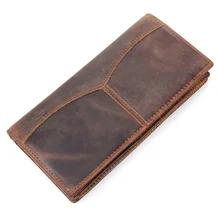 Nesitu Винтаж Длинные Crazy Horse кожаные мужские кошельки воловья натуральная кожа кошелек# M8059