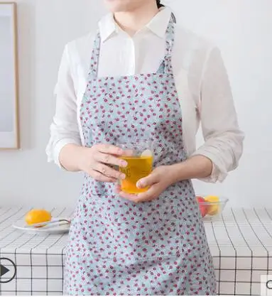 Плотный фартук для кухни, маслостойкий водонепроницаемый комбинезон для вытирания рук, домашние Халаты для взрослых, фартук - Цвет: 18