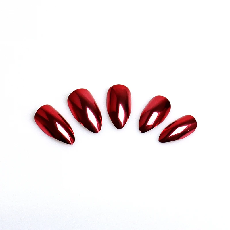 24 шт прессованные ногти металлическое покрытие накладные ногти-стилеты для ногтей красные свадебные искусственные накладные ногти с полным покрытием Faux Ongles Nep Nagels