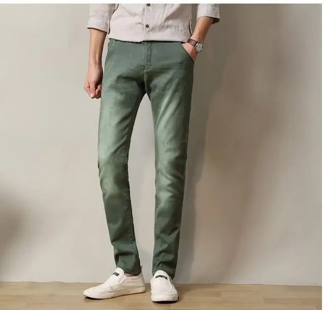 Много цветов, мужские джинсы, мужские джинсы с эластичной резинкой на талии, обтягивающие мужские джинсы, Длинные облегающие повседневные брюки, джинсовые штаны для мужчин 28-38 36