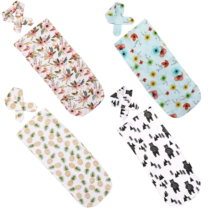

Soft Muslin Newborn Baby Blanket Bedding Blanket Wrap Swaddle Blanket Bath Towel Headband 2PCS Floral Sleep Wear Blankets