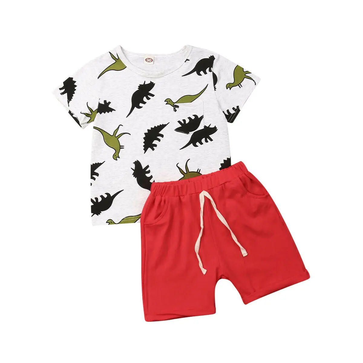 

2019 Casual Kids Baby Boy Clothing Cotton Sets Summer Dinosaur T-shirt Shorts Boy Outfits Short Sleeve Tops+Lace-up Shorts 0-4Y