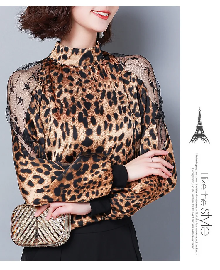 Модные женские блузы сексуальные босоножки с плеча Женская шифон Леопардовый принт блузка рубашка рукава Длинные рубашки женские 2656 50