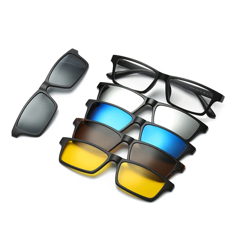 Cena Moda optyczna ramka do okularów mężczyźni kobiety krótkowzroczność z 5 okulary przeciwsłoneczne w formie nakładki spolaryzowane okulary magnetyczne dla mężczyzn okulary