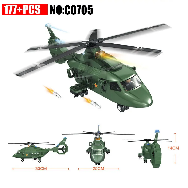 

177pcs C0705 Military Z9 Helicopter Building Blocks set Funny Boys Educational Bricks Toys for Children Great Gift