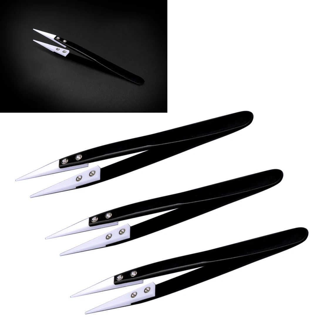 

130mm Precision Ceramic Tweezers High Temperature Resistant Tweezers for Pinching Coils Anti-acid Fine Pointed Tips