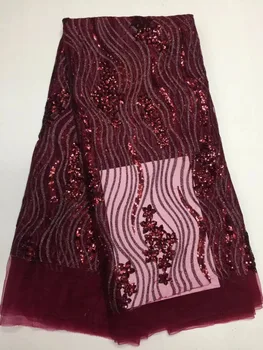 

embroidery lace fabric newest J-1187 french lace mesh with sequins material for sawing dress
