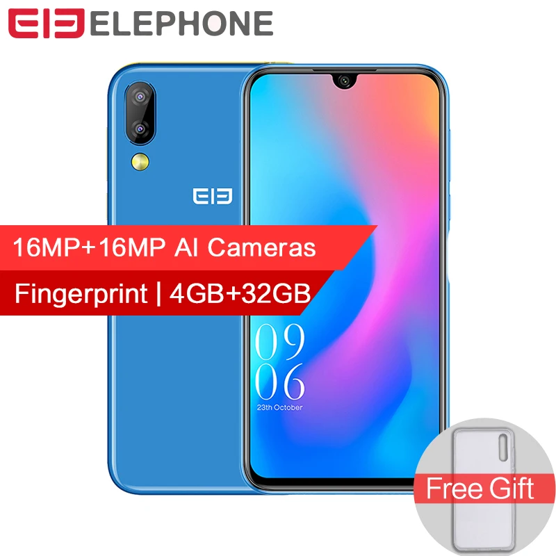 Elephone A6 mini 4 ГБ 32 Android 9 0 смартфон 5 71 &quotэкран капли воды MT6761 четырехъядерный 16MP AI две