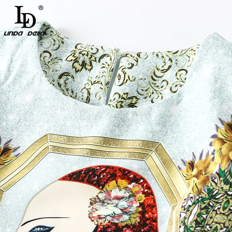 LD LINDA Делла, летние модные винтажные костюмы, женские топы с коротким рукавом и бисером и элегантные длинные штаны с цветочным принтом, комплект из 2 предметов