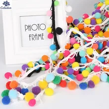 2 Yards 30 MM Mischungsfarbe Pom Pom Spitze Quaste Pompom Trim Bälle Fringe Band Bekleidung Stoff Kabel DIY Handwerk Nähen liefert
