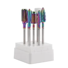 10 комплектов 7 Тип карбид вольфрама для заусенец Нано покрытие ногтей сверло металлические биты для Электрический маникюр ногтей Аксессуары для сверл F0692X