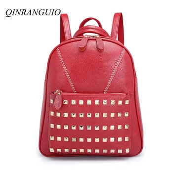 

QINRANGUIO Women Backpack 2019 Fashion Backpack Women Rivet School Bags for Teenage Girls Mochila Feminina Travel Bags