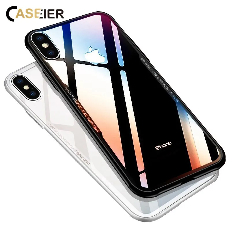 CASEIER Стекло чехол для iPhone X XS Max XR 0 7 мм защитный 8 6 6s принципиально аксессуары на