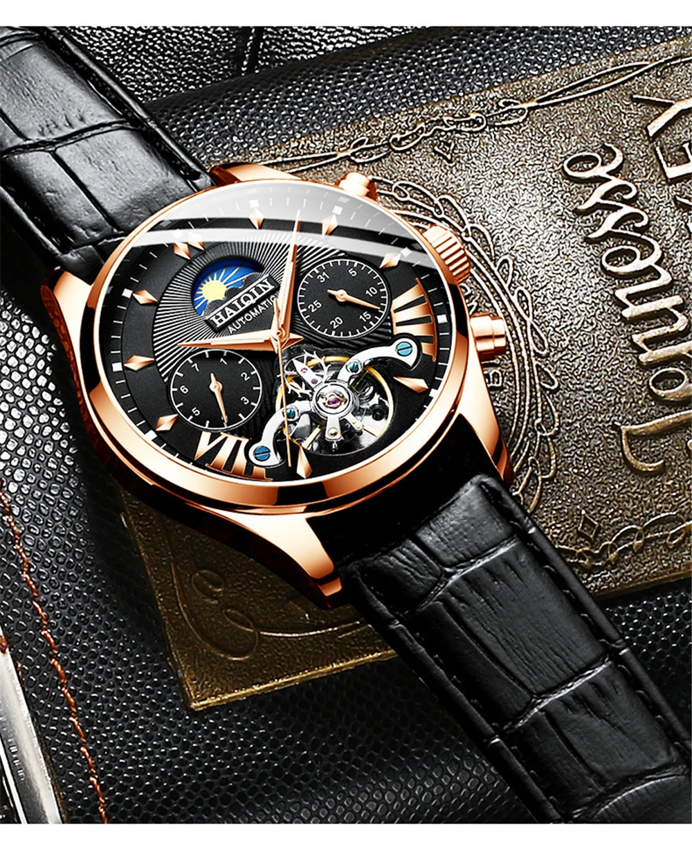 Haiqin masculinomasculino relógios marca superior luxo automáticomecânicorelógio