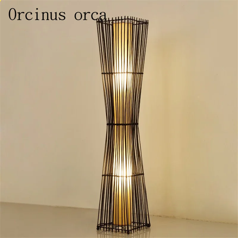 Southeast simple Chinese floor lamp hotel room modern bedroom lamp creative bamboo floor lamp free shipping