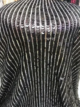 

In 2019, high quality shell sequined lace fabric of lacy fabric with colorful Latin clothing net Black tulle lace Free shipping