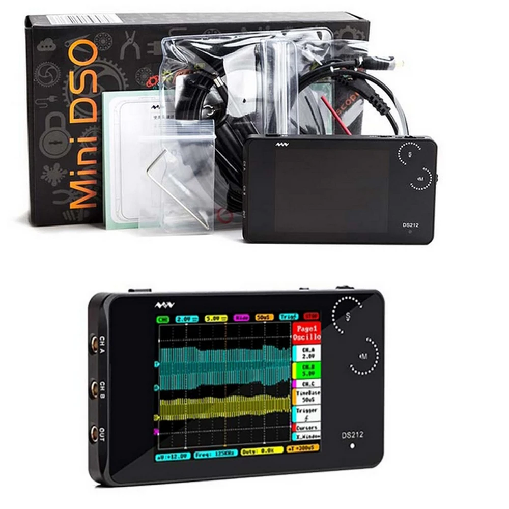 

DS213 Digital Storage Oscilloscope kit 4 Channel 3 inch Colorful Screen DSO213 Sampling Rate MCX 100MSa/S Oscilloscope Set