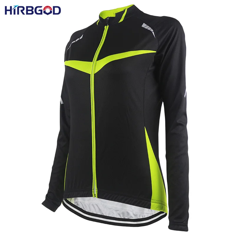 HIRBGOD Stylish Green Womens Bike Clothing Long Sleeve Lightweight