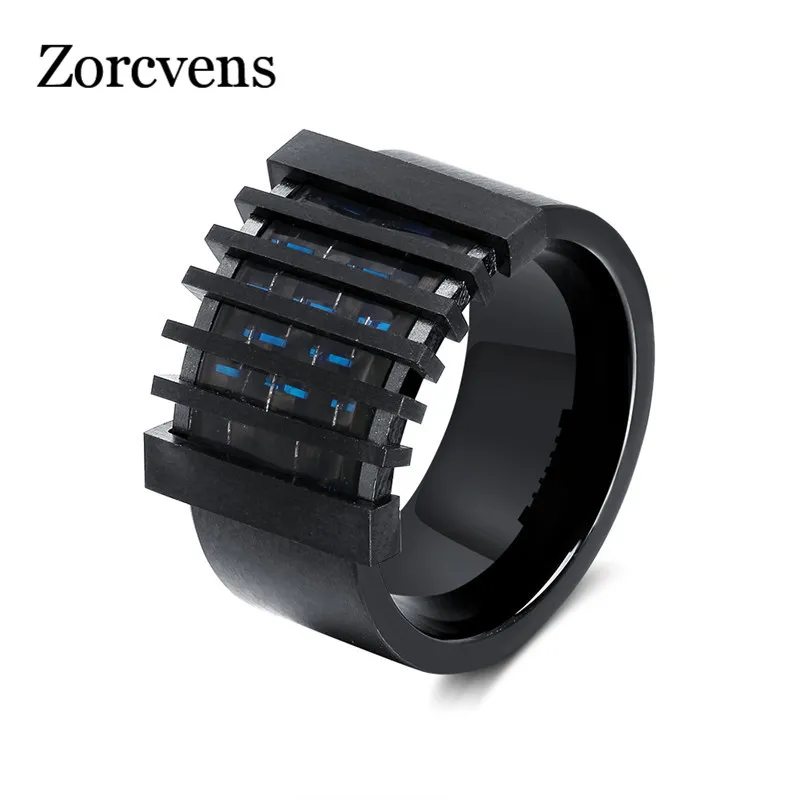 Modyle New Punk Retro Fashion Black Color Men Rings Big Carved Design Rings for Men Male Jewelry Accessories