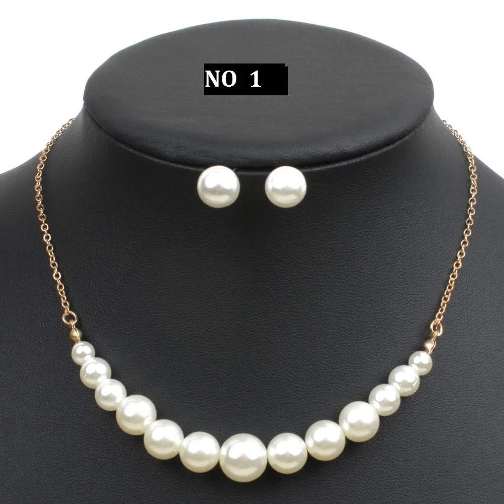 New Hot Classic Imitation Pearl Gold Color Clear Crystal Top Elegant Party Gift Fashion Costume Jewelry Sets Sale|costume pearl jewelry sets|fashion